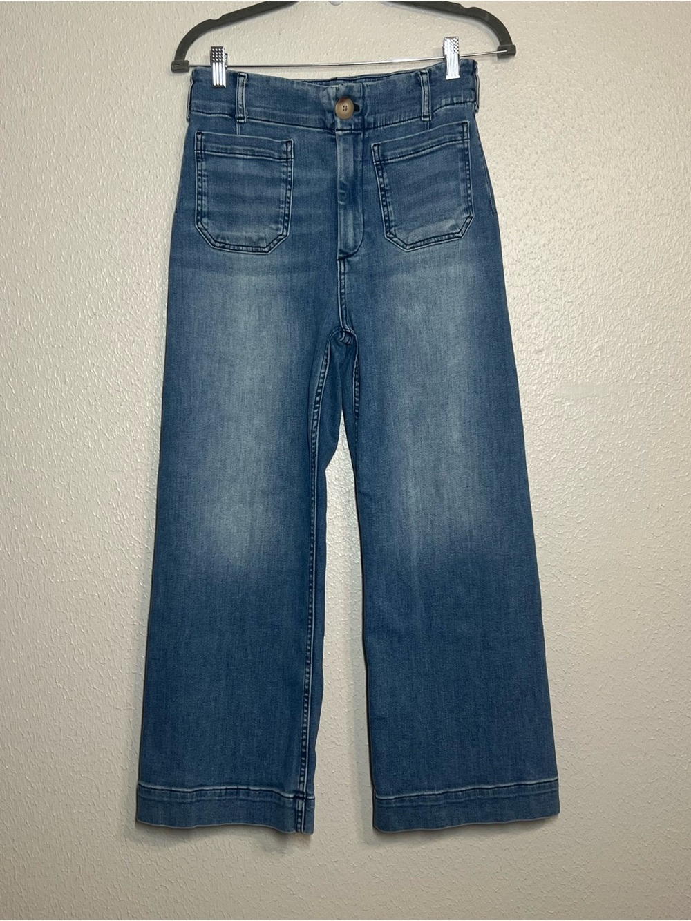 Anthropologie Maeve The Colette Cropped Wide-Leg Jeans Blue Denim Size 27 - Picture 13 of 13